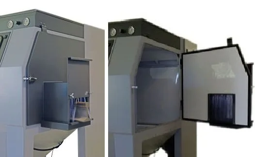 Pískovací kabina s dveřním tunelem